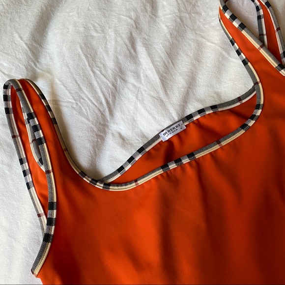 Vintage Burberry Orange Square Neckline Tank Dress - Picture 5 of 8